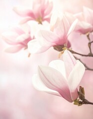 Naklejka premium Magnolienblüten in pudrigem Rosé