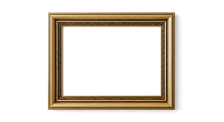 Fototapeta premium Luxury gold picture frame with ornate details isolated on transparent background