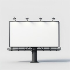 Obraz premium Blank Billboard Mockup with Lamps for Outdoor Advertising, Isolated on White Background, Perfect for Marketing Campaigns