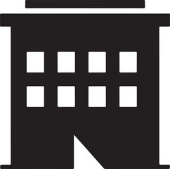 Fototapeta premium Minimal office icon silhouette flat design building architecture symbol isolated