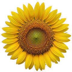 Obraz premium Vibrant yellow sunflower with dark center and bright petals isolated on transparent background