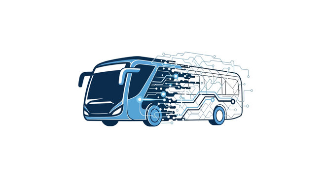 Digital Bus Technology - Modern Transport with Circuitry Integration.