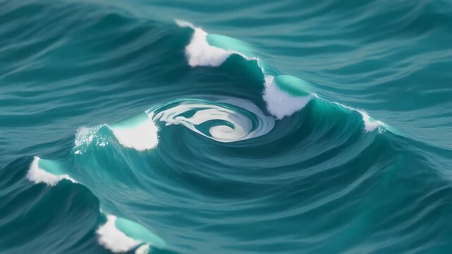 Dynamic close-up view of a swirling turquoise ocean wave cresting with white foam.