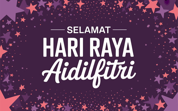 Selamat Hari Raya Aidilfitri greeting card with colorful stars design
