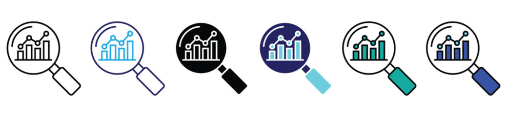 Financial Growth Search Icon in Multiple Color Variations