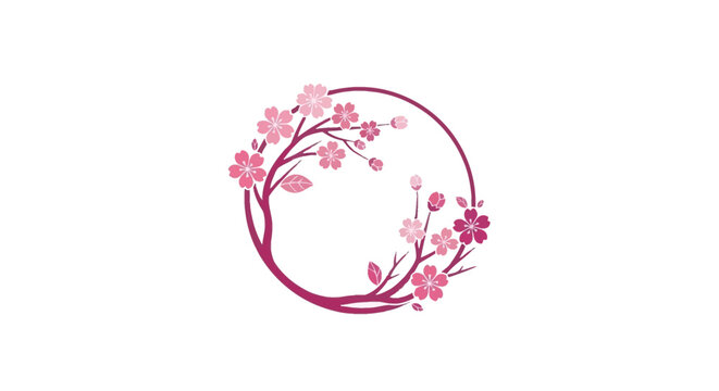 Elegant Cherry Blossom Wreath Design with Delicate Pink Flowers.