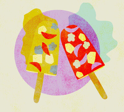 Fruit popsicles illustration
