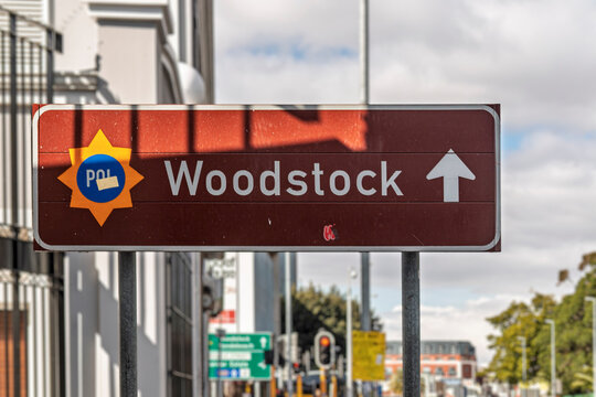  South Africa - Cape Town - Woodstock - Brown tourist sign points the way.