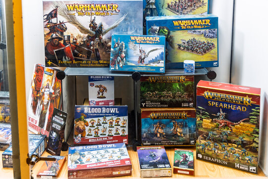 Barcelona, Spain - February 14, 2026: Warhammer Board Games Retail Display