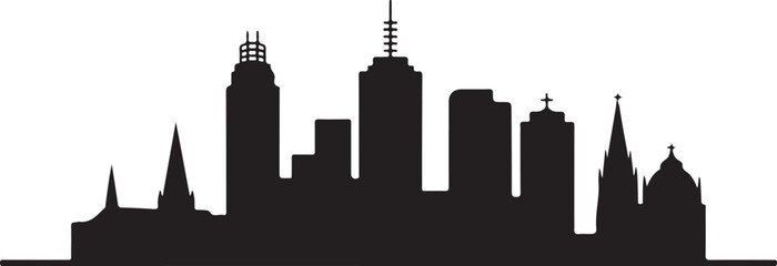 Melbourne  skyline vector illustration featuring famous urban landmarks