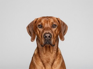 Portrait of a Dignified Rhodesian Ridgeback Dog with a Striking Gaze Against a Clean Background