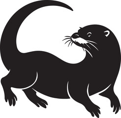 Obraz premium Agile River Otter Silhouette Vector, Playful Aquatic Mammal Icon, Ideal for Wildlife and Water Themes