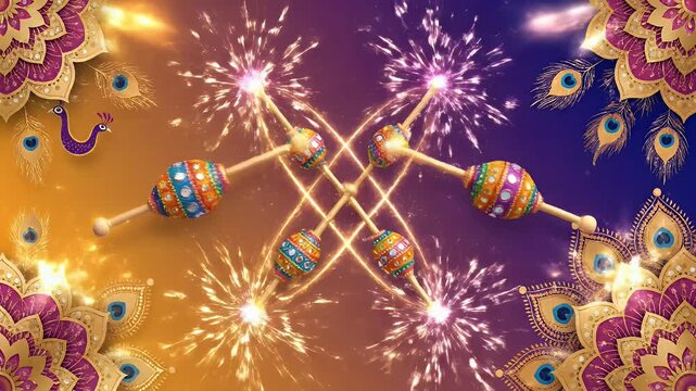 Vibrant Mount Abu Summer Festival Dandiya Raas Banner Featuring Abstract Glowing Sticks and Smooth Gradient Background Inspired by Indian Colors.