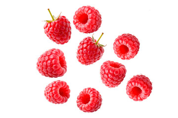 raspberries isolated on white background