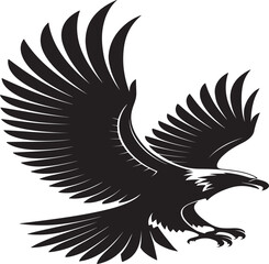 Fototapeta premium Majestic Bald Eagle Silhouette in Flight, Symbol of Freedom and USA, Powerful Wildlife Vector