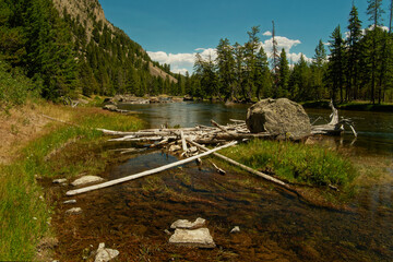 Mountain River Scenery. Vivid Outdoor Adventure Scene Highlighting Majestic Mountains And Flowing Water © Val MAK
