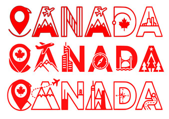red warning sign, clean flat vector typography of the word CANADA