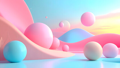 Soft claylike three dimensional shapes with rounded corners in matte pastel colors create a friendly and modern user interface design generative AI