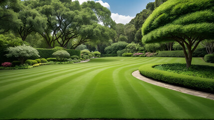 A lush green lawn serves as a tranquil backdrop for various scenes and settings in many different types of photography