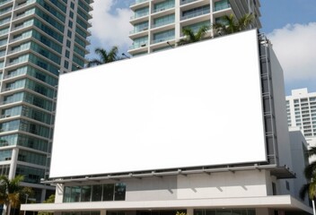 Blank Billboard on Building in Cityscape: Ideal for Advertising Mockups and Urban Media Campaigns