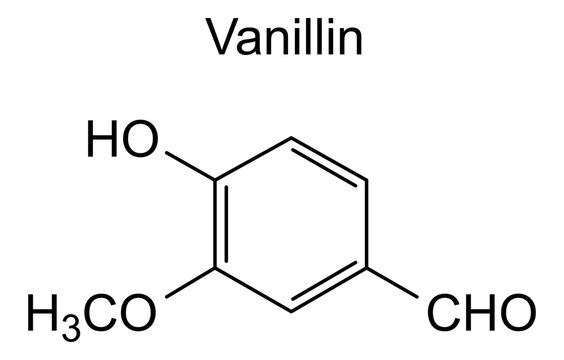 Vanillin, chemical structure of vanillin, drug substance