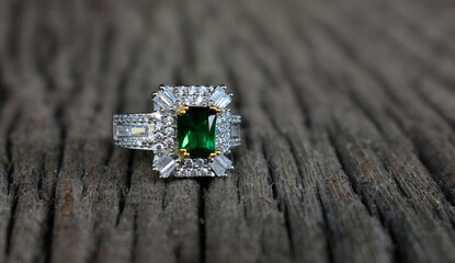 Genuine diamond ring, gold setting for jewelry.