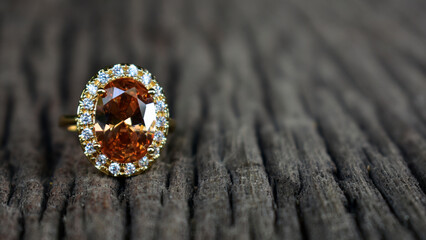 Genuine diamond ring, gold setting for jewelry.