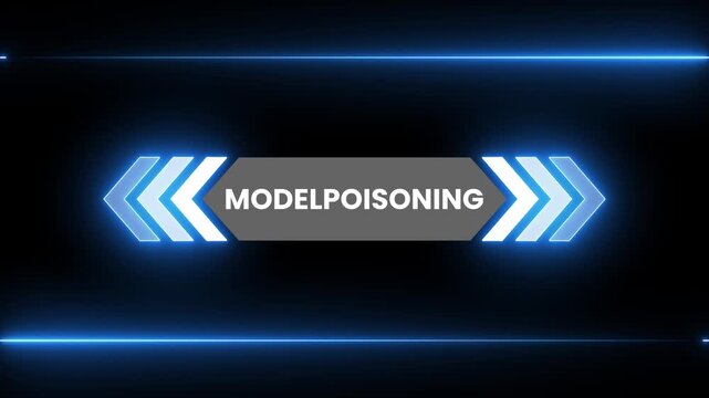 Futuristic callout titles for Stream Package model poisoning animation isolated on black background