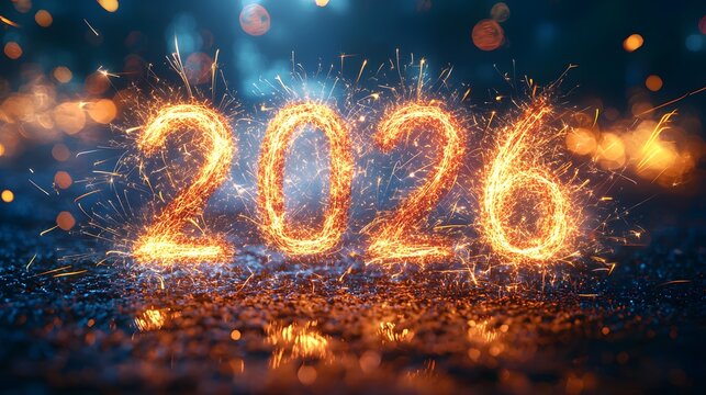 Bright 2026 Night high resolution image