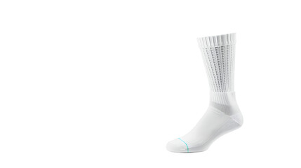 Blank white socks design mockup, isolated, clipping path. Pair sport crew cotton sock wear mock up. Long clear soft cloth stand presentation. Men basketball, football, tennis plain apparel template.