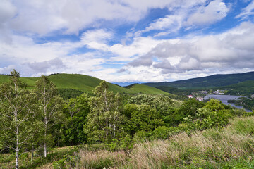 Obraz premium 長野県 白樺湖展望台からの白樺湖