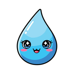 A cute cartoon water drop with a smiling face Vector