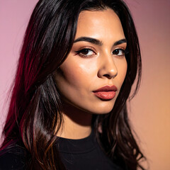 Colorful portrait of a person radiating secrets with soft shadows and highlights creating a dramatic atmosphere and enigmatic timeless beauty generative AI