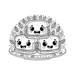 A plate of smiling slices of bread Vector