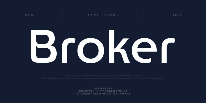 Broker, Creative digital minimal modern logo alphabet fonts. Typography minimalist urban sana serif digital fashion future creative logos fonts. vector illustration
