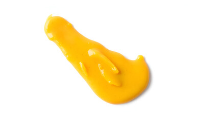 Yellow mustard sauce, spread isolated on white background, top view --v 7.0