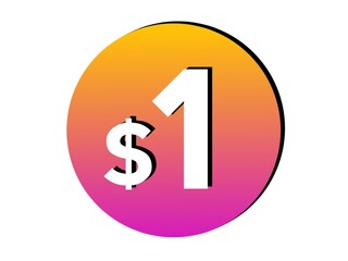 Obraz premium Price tag $1 dollars sign symbol on white background for design elements