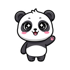 A cartoon panda bear with big eyes and a cute expression Vector