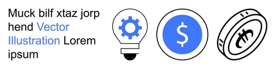 Obraz premium Financial services, economic growth, fintech, innovation, investment, business tools. Gear with cogwheel, dollar symbol and coin. Fintech and financial services concept