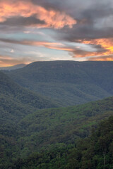 Beautiful flowing River in Fitzroy water Falls in Bowral NSW Australia beautiful colourful cloudy skies lovely waterfalls