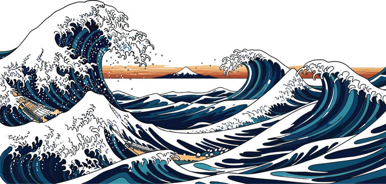 Wave style artwork with Mount illustration