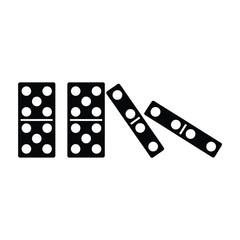 Black dominoes falling in a sequence creating a chain reaction