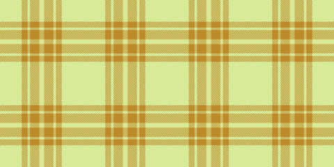 Damask seamless fabric background, scrapbook tartan plaid texture. Packing vector check textile pattern in lime and amber colors.