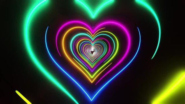 Abstract animated background of colorful hearts