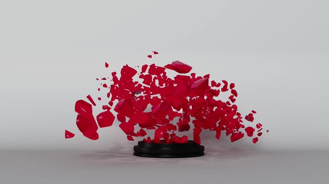 3d render of a broken heart into small fragments. colorful animation special effect. High quality 4k footage