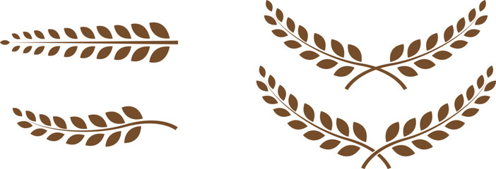 Brown laurel wreath and foliage branch decorative vector design elements © MD