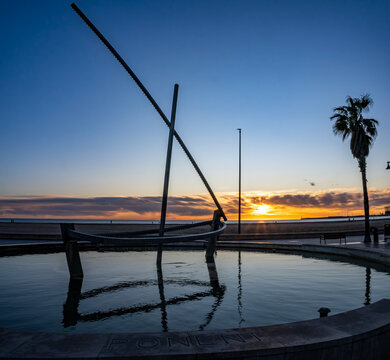 Sunrise on Malvarrosa beach in Valencia (Spain)