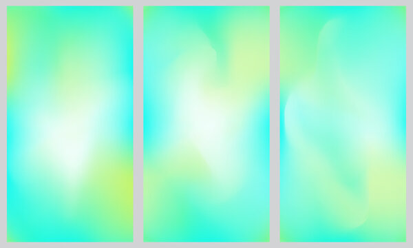 Set abstract fantacy liquid gardient green white and blue colour blured background design.
