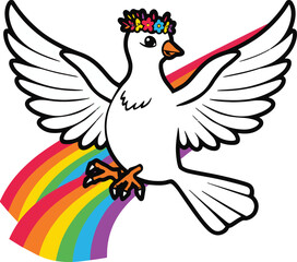 Fototapeta premium White Dove with Rainbow (Peace Concept)