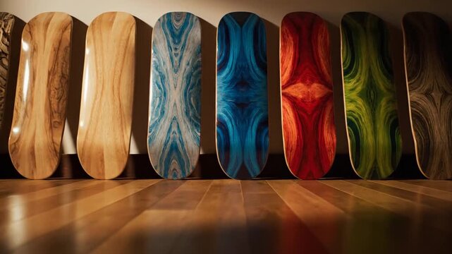 Wood deck collection indoors.